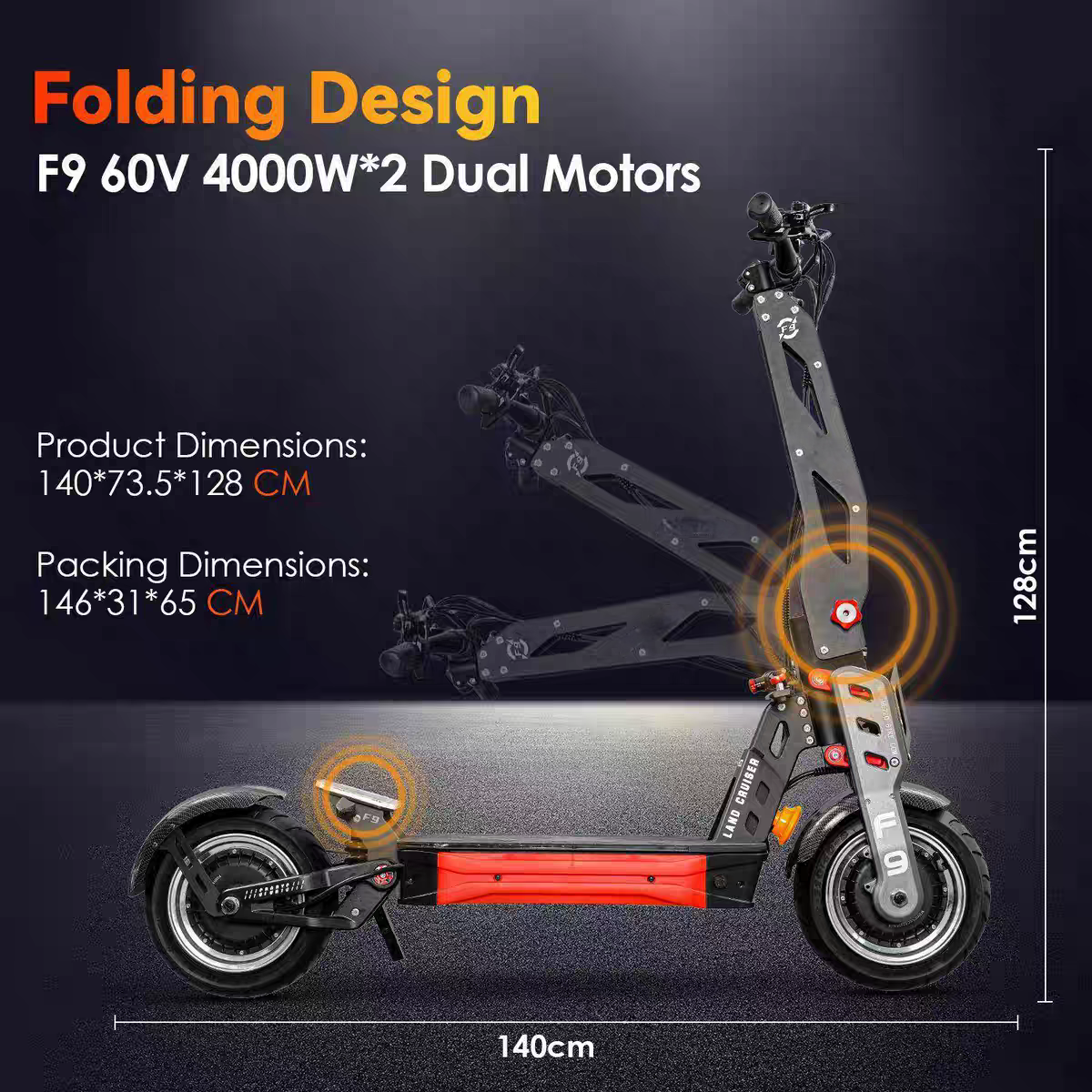 F9 Electric Scooter  60V40ah Lithium Battery Dual Motor NFC Off-Road 62.5KMH